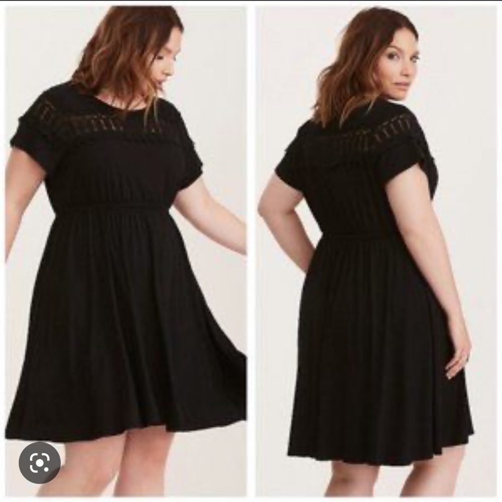 Torrid Black Lace Inset Skater Dress